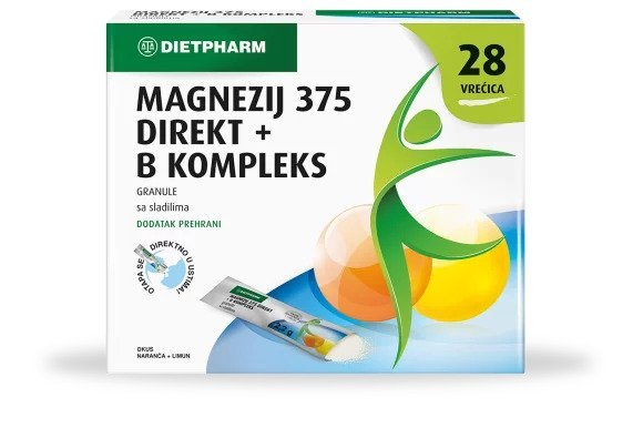 DIETPHARM MAGNEZIJ 375 + B KOMPLEKS DIREKT VREĆICE A28