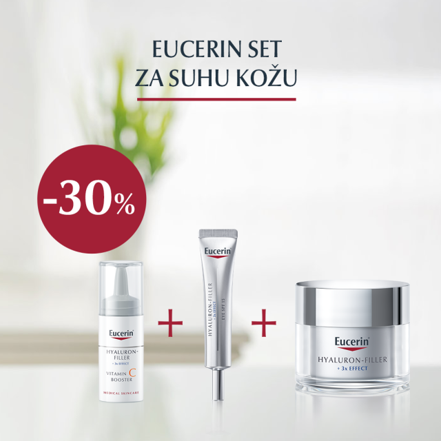 EUCERIN SET ZA SUHU KOŽU ( KREMA ZA SUHU KOŽU 50ML + KREMA OKO OČIJU 15ML + VITAMIN C BOOSTER 8ML)