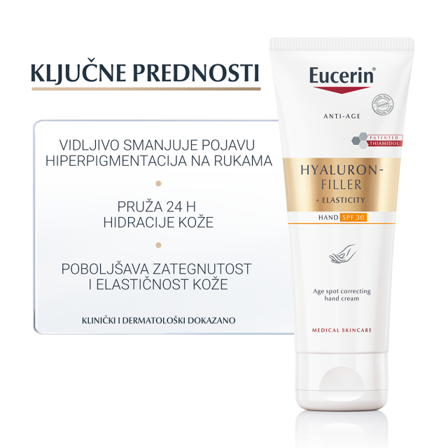EUCERIN HYALURON-FILLER ELASTICITY KREMA ZA RUKE PROTIV HIPERPIGMENTACIJE F-30 75ML 66875