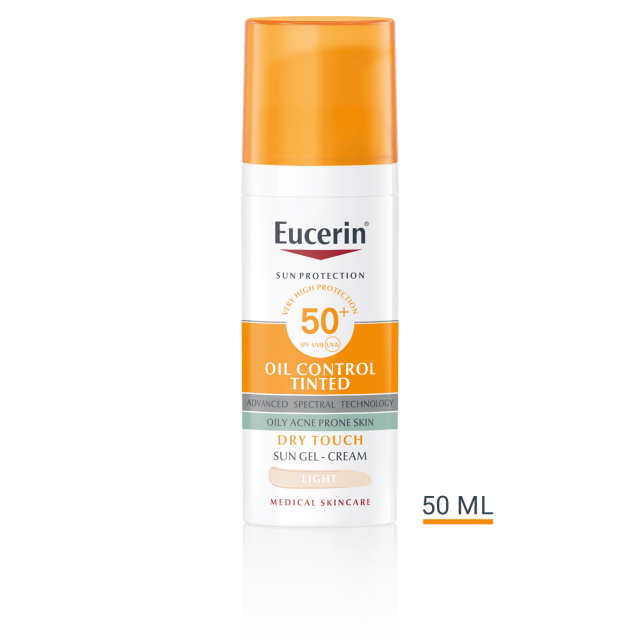 EUCERIN SUN OIL CONTROL DRY TOUCH TONIRANA GEL-KREMA F-50+ 50ML SVIJETLA NIJANSA 87937 rok valjanosti: 03/24