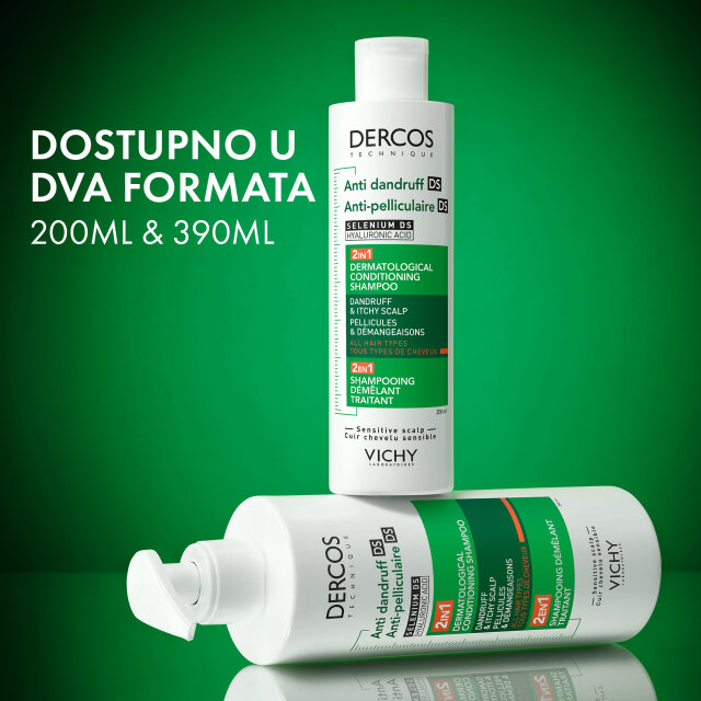 VICHY DERCOS ŠAMPON PROTIV PRHUTI DS  - 2 U 1: DERMOKOZMETIČKI ŠAMPON I REGENERATOR, 200 ML