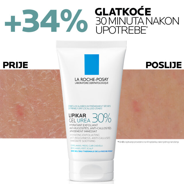 LA ROCHE-POSAY LIPIKAR GEL S 30% UREJE ZA CILJANU PRIMJENU NA SUHA I GRUBA PODRUČJA KOŽE, 50 ML