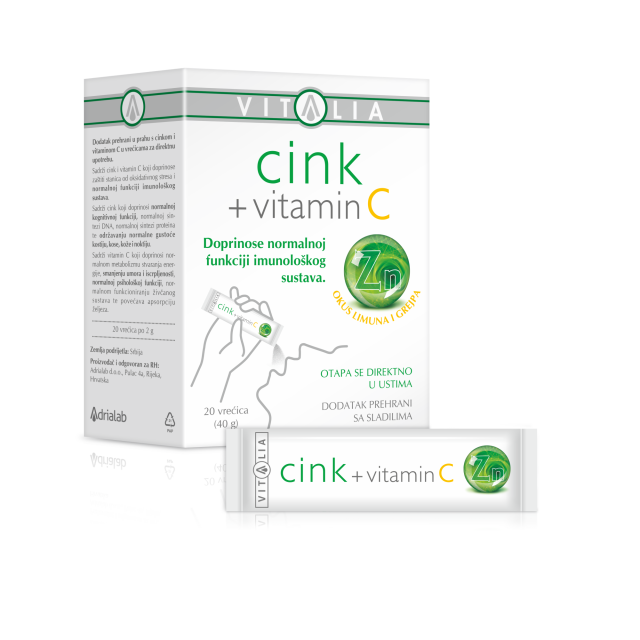 VITALIA CINK + VITAMIN C VREĆICE A20 ADRIALAB