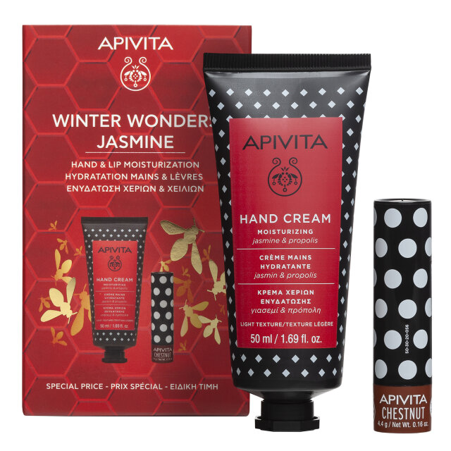 APIVITA SET WINTER WONDERS JASMIN 2024 KREMA ZA RUKE 50ML + STICK ZA USNE 4.4G