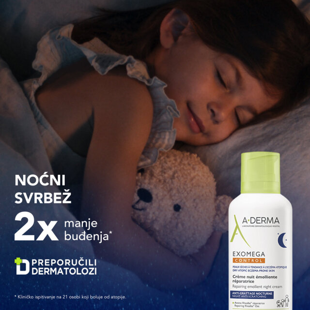 A-DERMA EXOMEGA CONTROL EMOLIJENTNA UMIRUJUĆA NOĆNA KREMA PROTIV SVRBEŽA 400ML