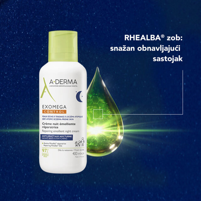 A-DERMA EXOMEGA CONTROL EMOLIJENTNA UMIRUJUĆA NOĆNA KREMA PROTIV SVRBEŽA 400ML