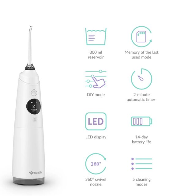 TRUELIFE oralni tuš AquaFloss Compact C300, bijeli TLAFCC300W