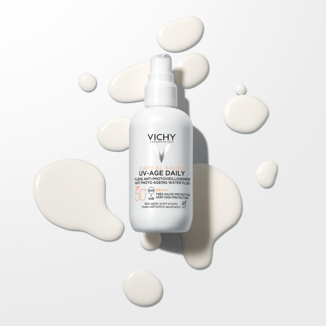 VICHY CAPITAL SOLEIL UV-AGE DAILY VODENI FLUID ZA ZAŠTITU OD SUNCA PROTIV FOTOSTARENJA SPF50+ MAXI FORMAT, 80 ML