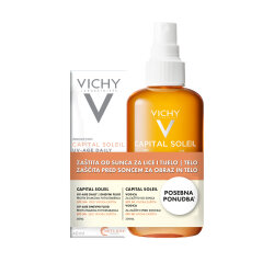 VICHY CAPITAL SOLEIL UV-AGE DAILY VODENI FLUID SPF50+, 40ML + VODICA ZA NAGLAŠEN TEN ZA LICE I TIJELO SPF30, 200ML PROMO PACK