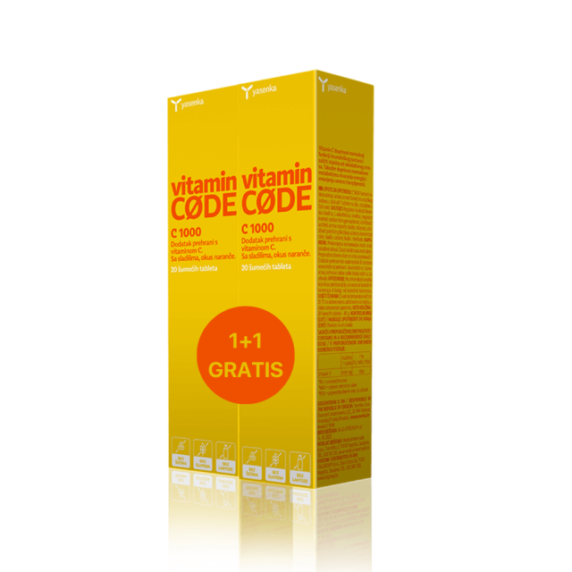 YASENKA VITAMIN CODE C 1000 ŠUMEĆE TABLETE A20 1+1 GRATIS