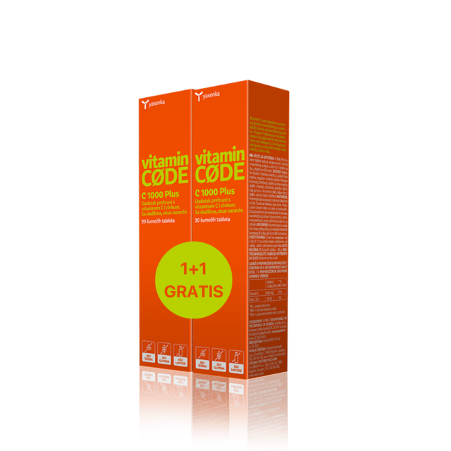 YASENKA VITAMIN CODE C-1000 PLUS ŠUMEĆE TABLETE A20 1+1 GRATIS