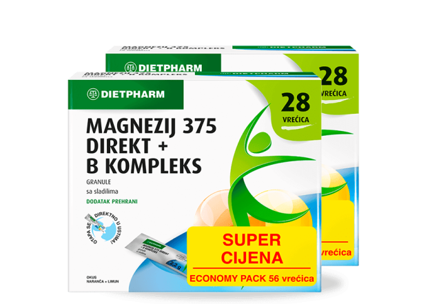 DIETPHARM MAGNEZIJ 375 + B KOMPLEKS DIREKT VREĆICE A56