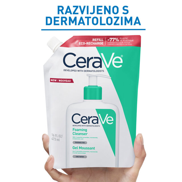 CERAVE PJENUŠAVI GEL ZA ČIŠĆENJE, ZA NORMALNU DO MASNU KOŽU, REFILL, 473ML