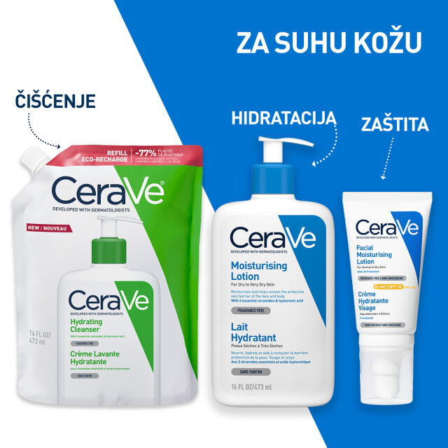 CERAVE HIDRATANTNA EMULZIJA ZA ČIŠĆENJE, ZA NORMALNU DO SUHU KOŽU, REFILL, 473ML