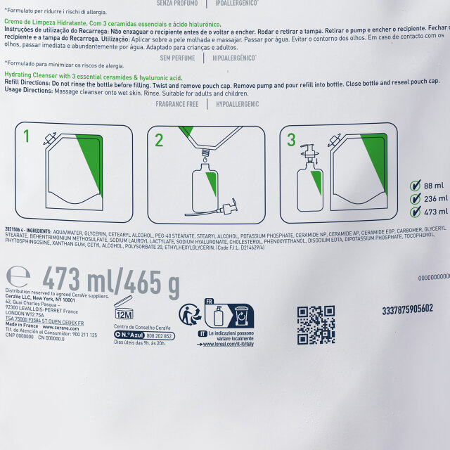 CERAVE HIDRATANTNA EMULZIJA ZA ČIŠĆENJE, ZA NORMALNU DO SUHU KOŽU, REFILL, 473ML