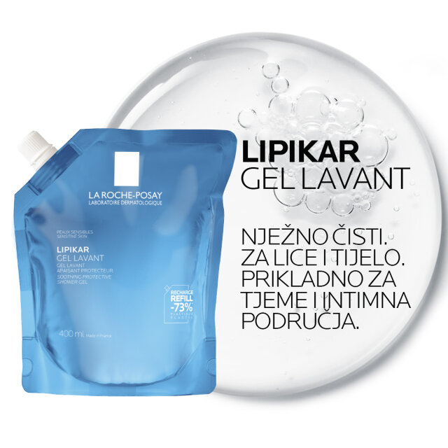 LA ROCHE-POSAY LIPIKAR GEL LAVANT, UMIRUJUĆI I ZAŠTITNI GEL ZA TUŠIRANJE, REFILL PAKIRANJE 400ML