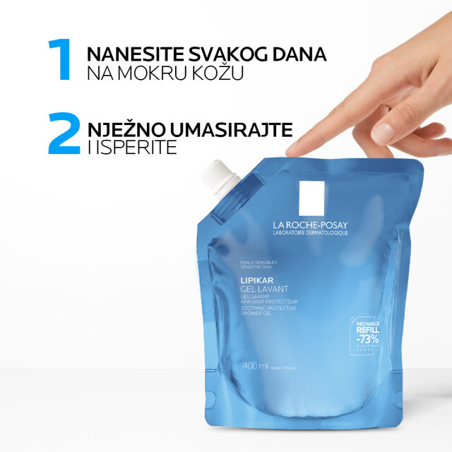 LA ROCHE-POSAY LIPIKAR GEL LAVANT, UMIRUJUĆI I ZAŠTITNI GEL ZA TUŠIRANJE, REFILL PAKIRANJE 400ML