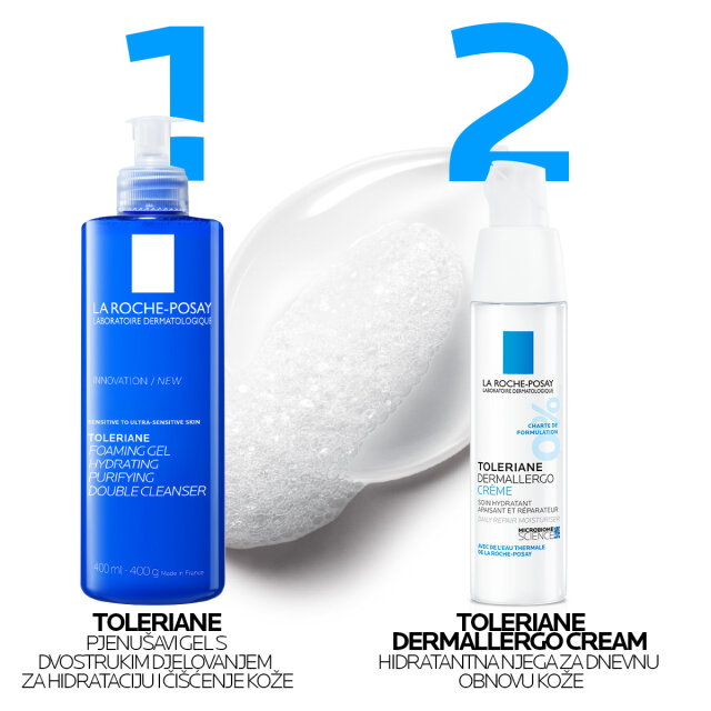 LA ROCHE-POSAY TOLERIANE PJENUŠAVI GEL S DVOSTRUKIM DJELOVANJEM ZA HIDRATACIJU I ČIŠĆENJE KOŽE, 400ML