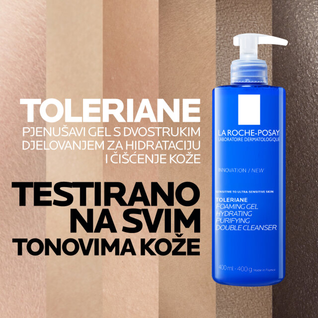 LA ROCHE-POSAY TOLERIANE PJENUŠAVI GEL S DVOSTRUKIM DJELOVANJEM ZA HIDRATACIJU I ČIŠĆENJE KOŽE, 400ML