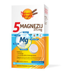 NATURAL WEALTH 5 MAGNEZIJ 375MG+B+C ŠUMEĆE TABLETE A20