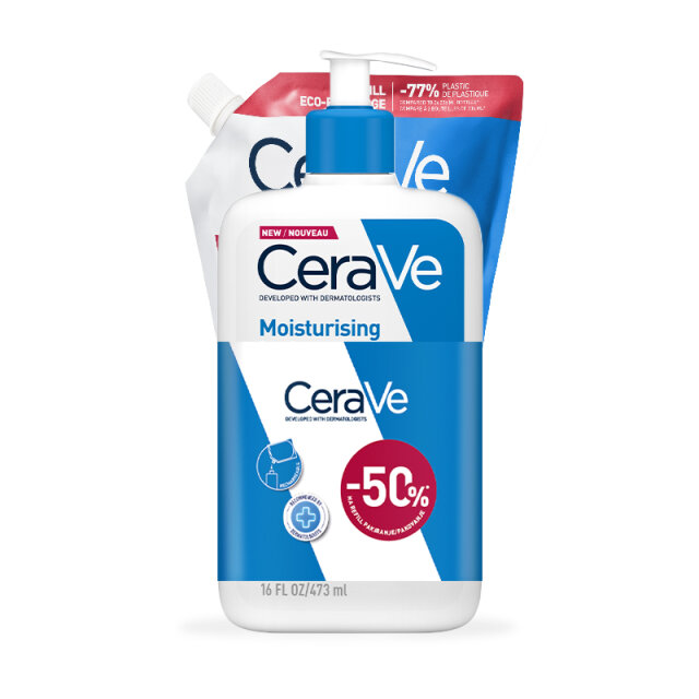 CERAVE HIDRATANTNI LOSION ZA NORMALNU DO SUHU KOŽU KOJI SADRŽAVA HIJALURONSKU KISELINU, 473 ML + REFILL PAKIRANJE 473ML PROMO PACK