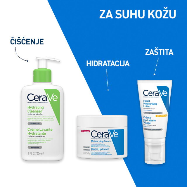CERAVE HIDRATANTNA EMULZIJA ZA ČIŠĆENJE LICA ZA NORMALNU DO SUHU KOŽU, 236 ML PROMO PONUDA