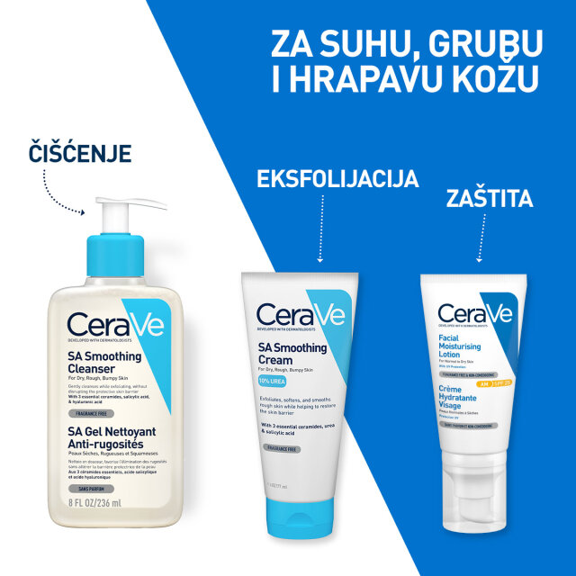 CERAVE SA SMOOTHING CLEANSER GEL ZA ČIŠĆENJE SUHE I GRUBE KOŽE, 236 ML PROMO PONUDA