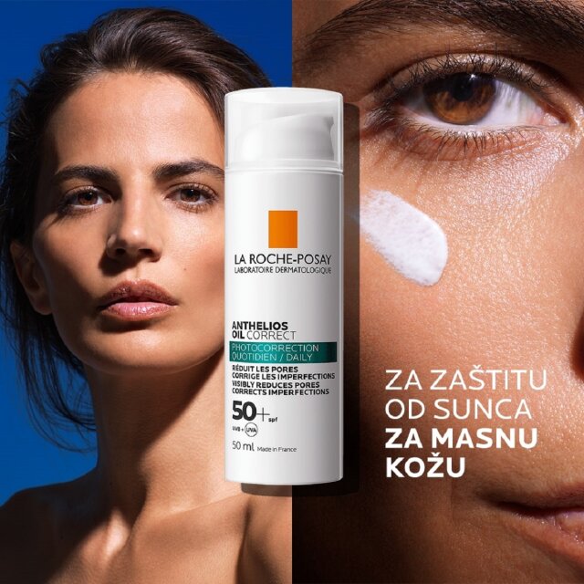 LA ROCHE-POSAY ANTHELIOS OIL CORRECT SPF50+ SVAKODNEVNI KOREKTIVNI PROIZVOD ZA ZAŠTITU OD SUNCA ZA MASNU KOŽU, 50 ML rok valjanosti: 01/26