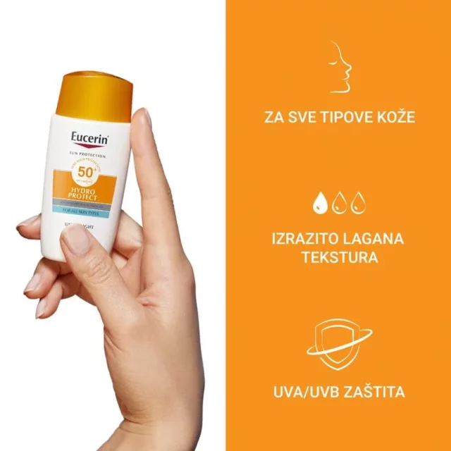 EUCERIN SUN HYDRO PROTECT ULTRA LIGHT FLUID ZA ZAŠTITU OD SUNCA F-50+ 50ML 66961 rok valjanosti: 03/26