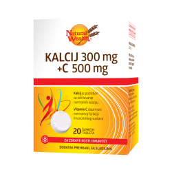 NATURAL WEALTH KALCIJ 300MG + C 500MG ŠUMEĆE TABLETE A20